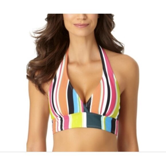 Anne Cole Other - Anne Cole Women's Striped Halter Bikini Swim Top Size XS